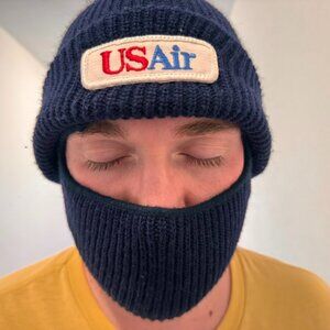 Vintage USAir Employee-Issued Knit Cold Weather Hood / Hat